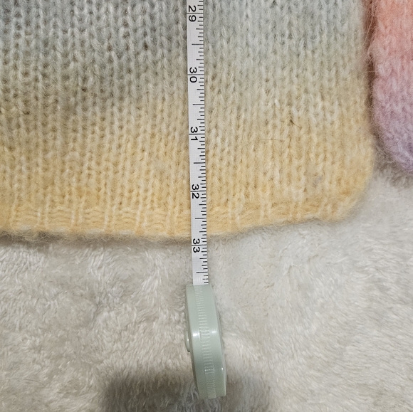 NEW Shein Hand Knit Cardigan Colorful Pastel Multicolor Rainbow Size S Cozy - Picture 9 of 10